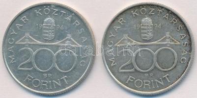 1994. 200Ft Ag "Deák" (2x) T:2 kis patina