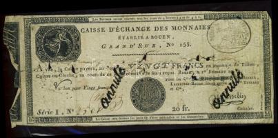 Franciaország / Rouen 1797-1803. 20Fr T:IV- R!