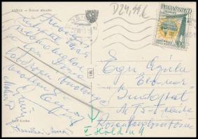 1963 Egri Dózsa labdarúgó csapat néhány tagjának aláírásai egy Egri Gyula MTS elnöknek Kassáról küldött képeslapon