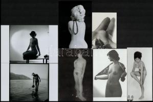Női szerepek - cca 1973 és 1986 között készült, szolidan erotikus felvételek, 9 db vintage és/vagy mai nagyítás + 8 db vintage negatív (24x36 mm), a negatívok és a papírképek között nincs összefüggés, 6x9 cm és 25x18 cm között