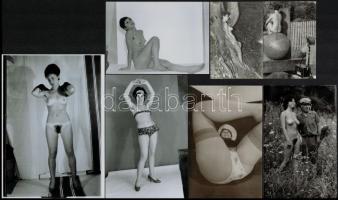 cca 1968 és 1988 között készült, szolidan erotikus felvételek, 10 db vintage és/vagy mai nagyítás + 6 db vintage negatív (24x36 mm), a negatívok és a papírképek között nincs összefüggés, 6x9 cm és 25x18 cm között