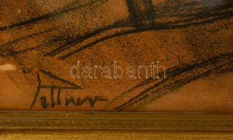 Pittner jelzéssel: Száguldás. Szén, papír, sérült, üvegezett keretben, 39×29 cm