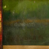 Mikola jelzéssel: Házak. Tempera, karton, üvegezett keretben, 34×49 cm