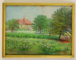 Kádár jelzéssel: Ház nagy kerttel. Pasztell, papír, üvegezett keretben, 34×46 cm