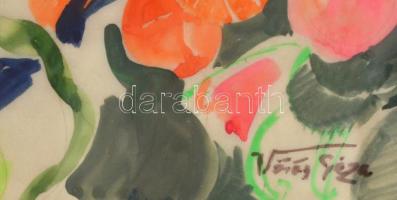 Vörös jelzéssel: Vegetáció. Vegyes technika, papír, üvegezett keretben, 39×28 cm