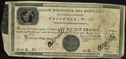 Franciaország / Rouen 1797-1803. 20Fr T:IV- R!