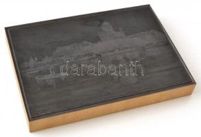 Morelli Gusztáv (1848-1909): Esztergomi Bazilika a Dunával. Jelzett fametszet nyomódúc / Signed wood...