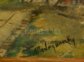 Mednyánszky jelzéssel: Bérház udvar. Akvarell, papír (sérült), üvegezett keretben, 21×28 cm