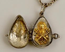 Ezüst(Ag) nyaklánc, ezüst(Ag) medállal, jelzett, h: 55 cm, 1,5×0,8 cm, nettó: 10,5 g