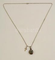 Ezüst(Ag) nyaklánc, ezüst(Ag) medállal, jelzett, h: 68 cm, 3×2 cm, nettó: 12,7 g