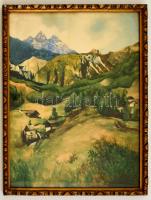 Nádler jelzéssel: Alpesi táj. Akvarell, papír, üvegezett keretben, 39×30 cm