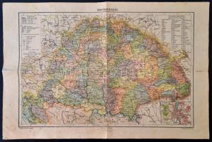 cca 1910 Magyarország vármegyéinek térképe, rajzolta: Péter Károly, Franklin Társulat kiadása, 32x48 cm