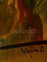 Vajda jelzéssel: Kompozíció. Olaj, fém lemez, 42×30 cm