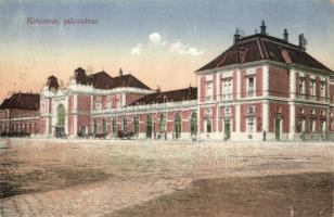 Kolozsvár, Cluj; Pályaudvar, vasútállomás. Kiadja Glass & Tuscher képeslapgyára / Gara / Bahnhof / railway station (EK)