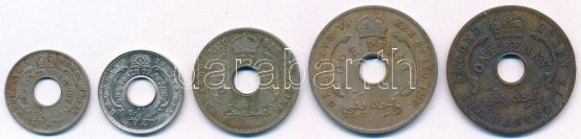 Brit Nyugat-Afrika 1934-1958. 1/10p-1p (5xklf) T:1-,2,2- British West Africa 1934-1958. 1/10 Penny - 1 Penny (5xdiff) C:AU,XF,VF