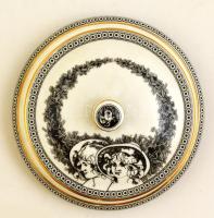 Hollóházi Jurcsák László által tervezett porcelán bonbonier, matricás, hibátlan, jelzett, d: 12,5 cm