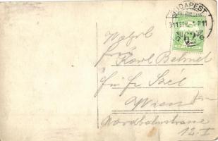 1911 Budapest, Magyar Benz gyár reklámlapja karton autóval. Ilka u. 31. / Hungarian Benz factory...