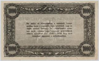 ~1920. 1000K "Vásárlási visszatérítés" kitöltetlen, olvashatatlan bélyegzéssel T:III