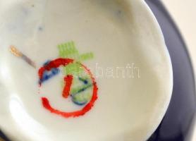 Zsolnay Pompadour mokkás csésze és csészealj, kézzel festett, hibátlan, jelzett