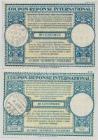 Svájc 1959-1963. 50c + 60c Nemzetközi Válaszdíjszelvény mindkettő vízjeles papíron T:I-,II Switzerland 1959-1963. 50 Centimes + 60 Centimes International Reply Coupon both on watermarked paper C:AU,XF