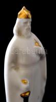 Zsolnay porcelán Szent IStván figura, kézzel festett, jelzett, kis kopásnyommal, m: 10 cm