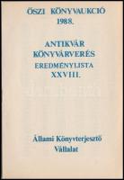 1988 Őszi könyvaukció. Antikvár könyvárverés katalógusa XXVIII. Bp., ÁKV. Papírkötésben