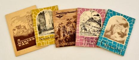 5 db útikönyv az 1950-es évekből, Nagyvázsony, Badacsony, Hegyesd Tátika Rézi, Csobánc, Nagyvázsony, Kinizsi vár.