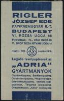 1935 Bp. VI., Riegler József Ede Papírneműgyár Rt. zsebnaptár és notesz egyben, használatlan