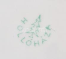 Hollóházi retro fekete-fehér mokkás készlet, jelzett, hibátlan