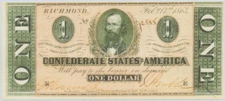 Amerikai Konföderációs Államok / Virginia / Richmond 1864. 1$ replika T:I The Confederate States of Amerika / Virginia / Richmond 1864. 1 Dollar replica C:UNC