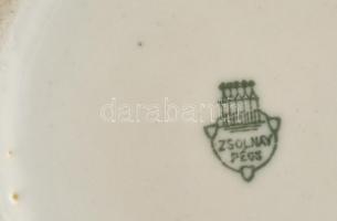 Zsolnay mitológiai (A három grácia) jelenetes teás készlet, matricás, jelzett, hibátlan