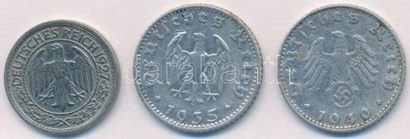 Németország / Weimari Köztársaság 1927J 50pf Ni + Német Harmadik Birodalom 1935D 50pf Al + 1940B 50p...