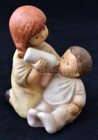 Goebel lány babával, kézzel festett, jelzett (Limpke), m: 12 cm