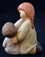 Goebel lány babával, kézzel festett, jelzett (Limpke), m: 12 cm