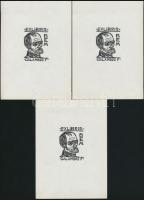 7 db ex libris magyar alkotóktól, közte egyedileg jelzett is. fametszet, linómetszet