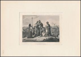 cca 1840 6 db történelmi témájú acélmetszet paszpartuban. jó állapotban. Római, frank és pogány jele...