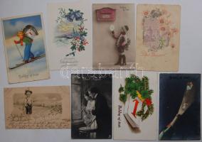 119 db régi újévi üdvözlő képeslap jobbakkal