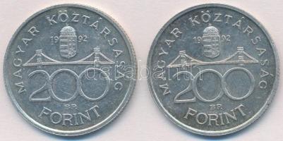 1992. 200Ft Ag "MNB" (2x) T:2 kis patina