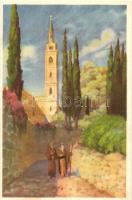 10 db bibliai témájú, Szentföldet ábrázoló művészlap, kiadja a Szentföld biztosi hivatala / 17 Biblical art postcard, the Holy Land, s: Hollós Endre