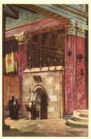 10 db bibliai témájú, Szentföldet ábrázoló művészlap, kiadja a Szentföld biztosi hivatala / 17 Bibli...