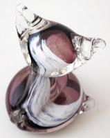 Többrétegű üveg macska, anyagában színezett, matricával jelzett (Finnország), hibátlan, m: 10,5 cm