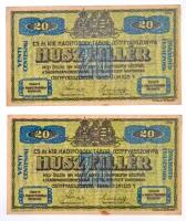 Ostffyasszonyfa / hadifogolytábor 1916. június 1. 20f (2x) sorszámkövetők, arab sorozat és sorszámma...