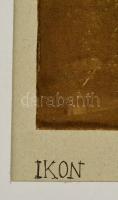 Merényi Margit Valéria (1955- ): Ikon, vegyes technika, papír, jelzett, paszpartuban, 31,5×41,5 cm