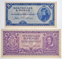 1946. 10.000BP + 100.000BP + 1.000.000BP + 10.000.000BP + 100.000.000BP T:I- / Hungary 1946. 10.000 ...