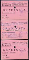 1958 Arena di Verona (Turandot, Aida, La Favorita) programfüzet, reklámokkal, 3 db belépőjeggyel, 83...
