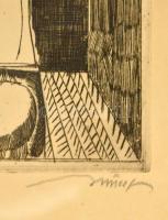 Hincz Gyula (1904-1986): Ketten. Rézkarc, papír, jelzett, üvegezett keretben, 29×39 cm