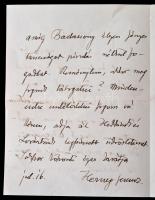 cca 1910-1930 Herczeg Ferenc (1863-1954) személyes hangú levele Hegedüs Rózsa, Hegedüs Sándor politi...