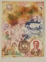 Kondor Lajos (1926-2006): Görög regék. Színezett rézkarc, papír, jelzett, 38×28 cm