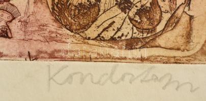 Kondor Lajos (1926-2006): Görög regék. Színezett rézkarc, papír, jelzett, 38×28 cm