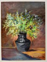 Iványi jelzéssel: Virágcsendélet. Akvarell, papír, foltos, 39×29 cm